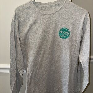 Happy Earth Gray Long Sleeve Shirt with Teal Designs